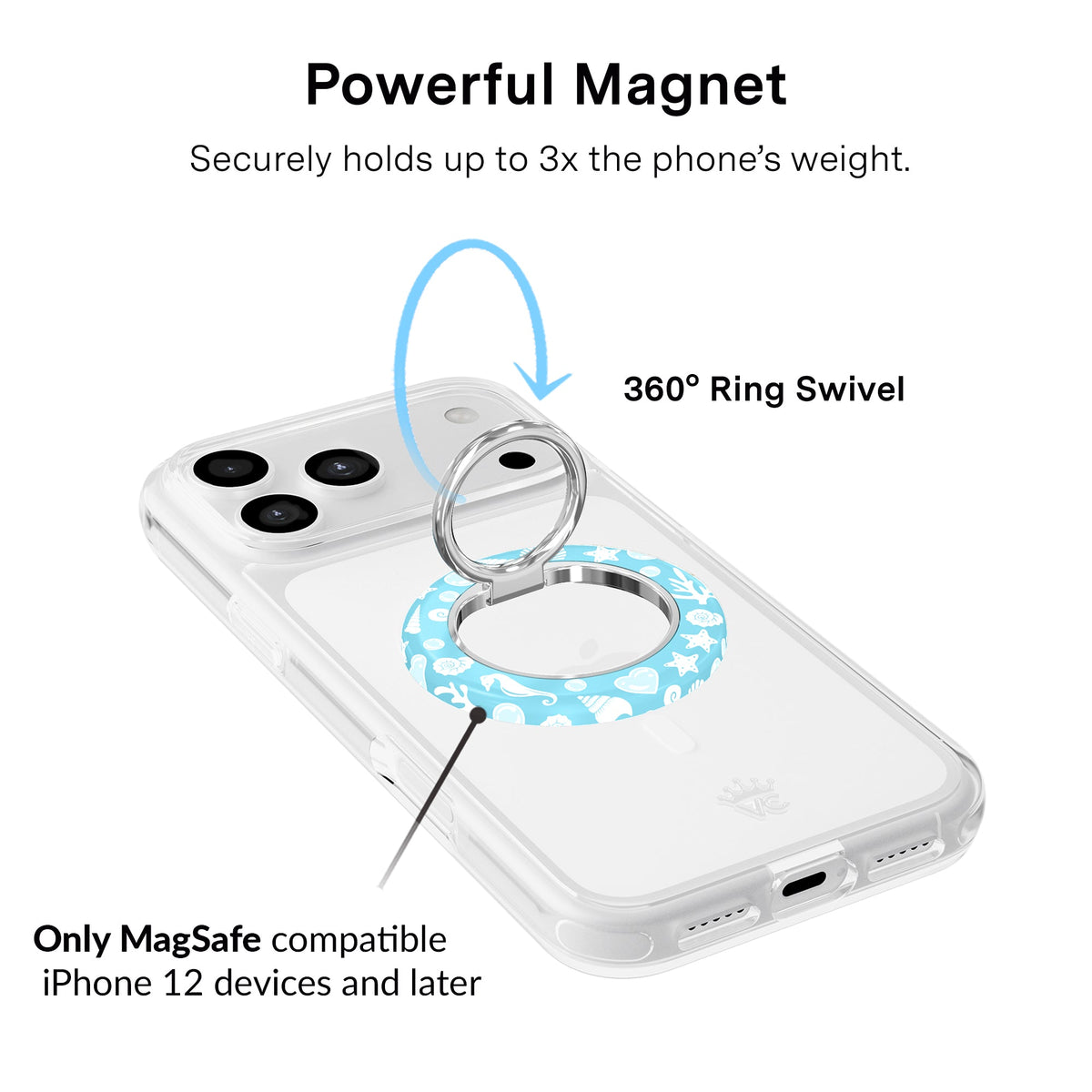 Aquamarine Holo MagSafe Grip Ring