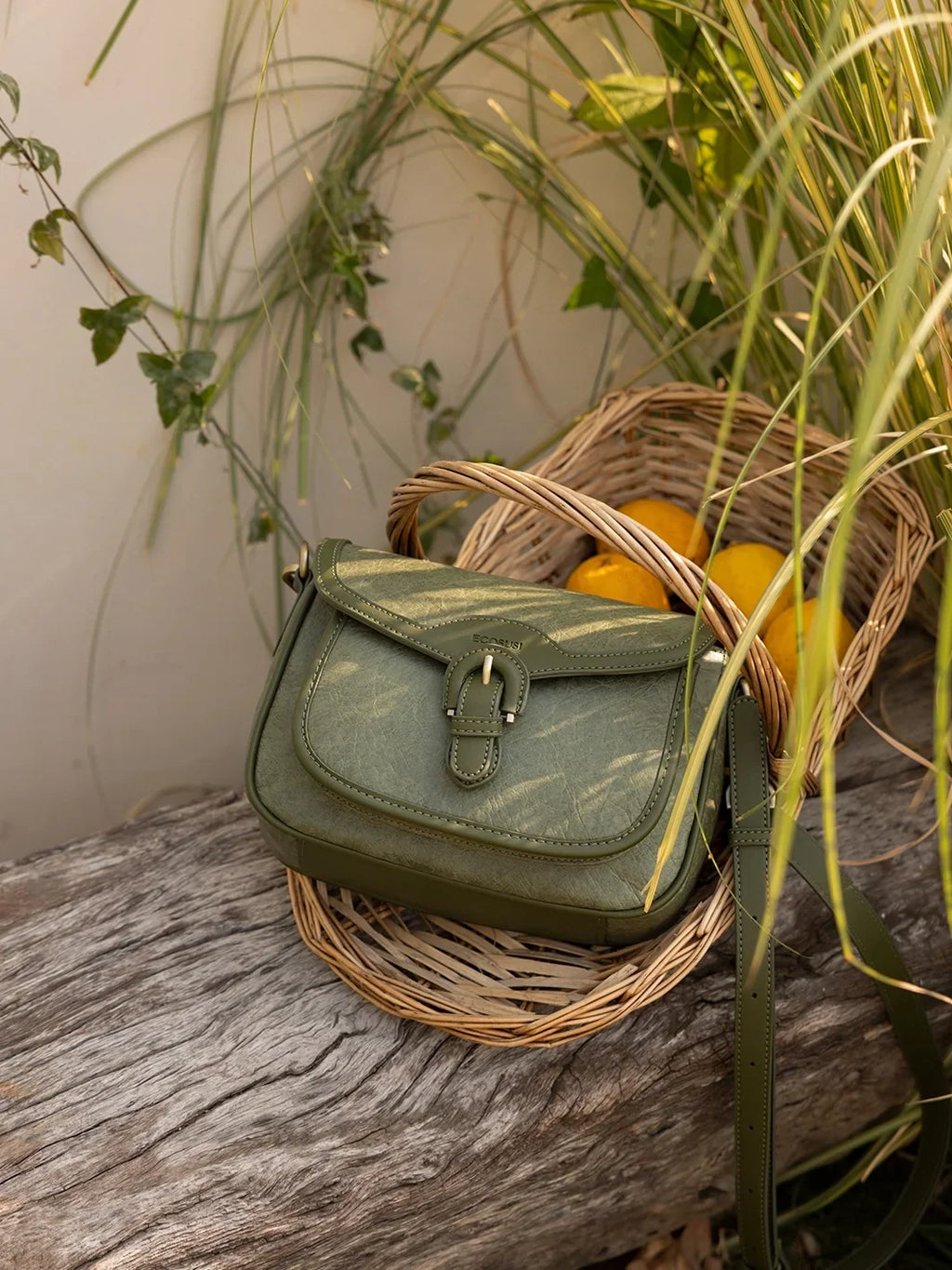 Evelina Washable Paper Vintage Saddle Crossbody