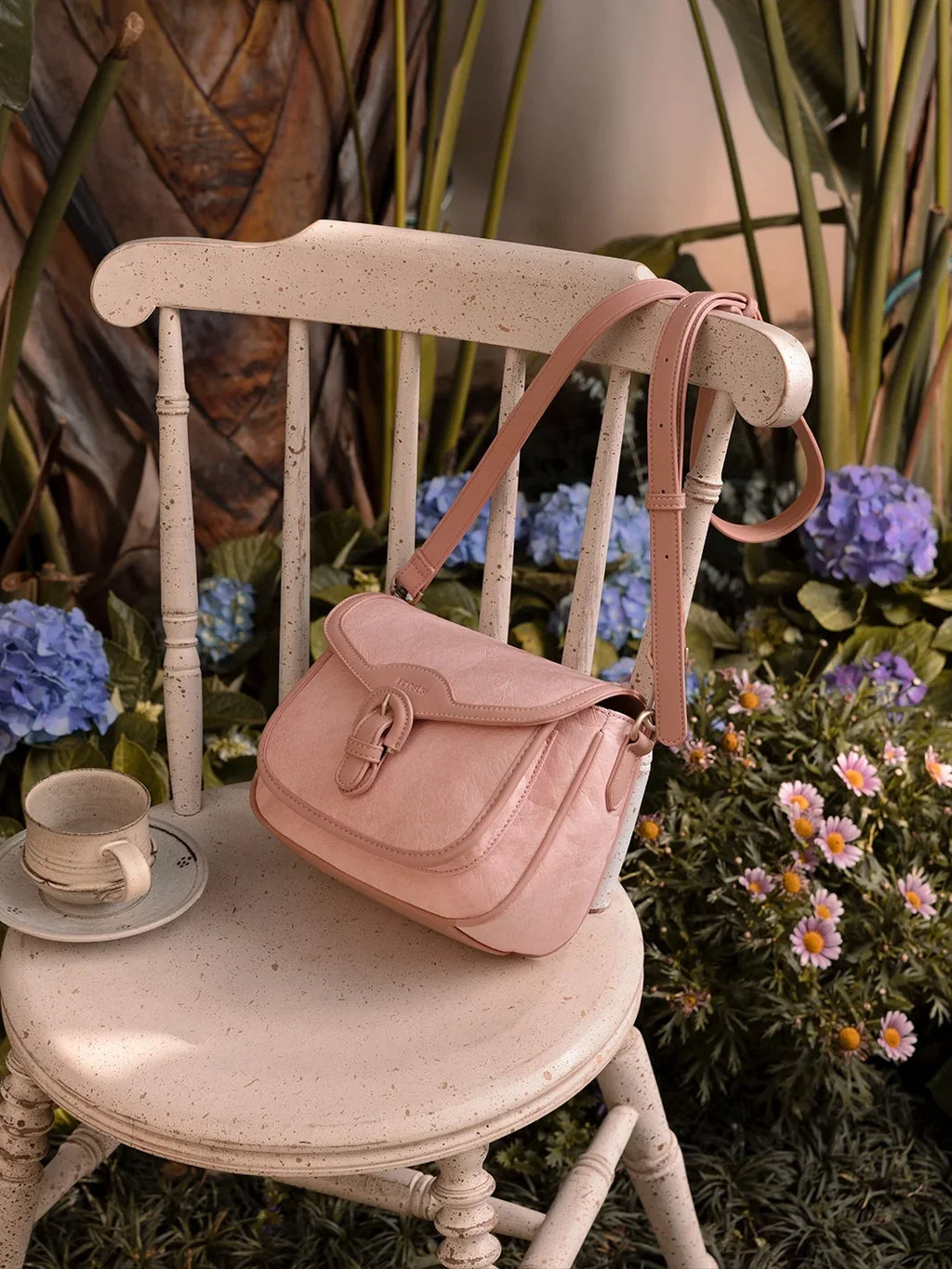 Evelina Washable Paper Vintage Saddle Crossbody