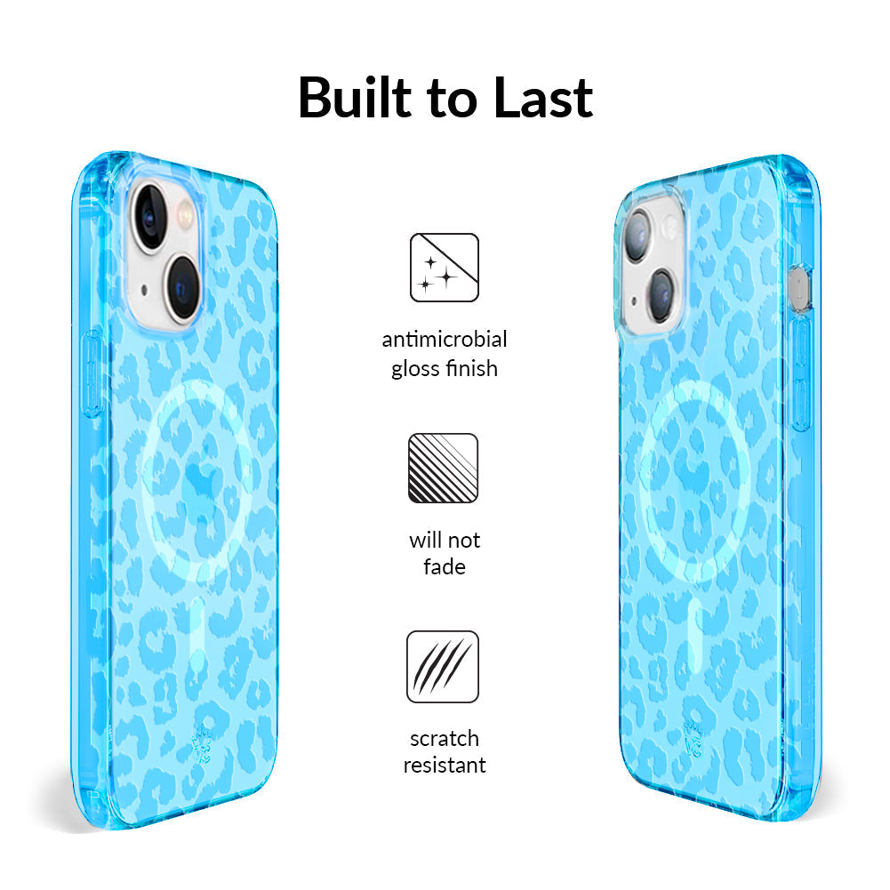 Aqua Blue Leopard iPhone Case