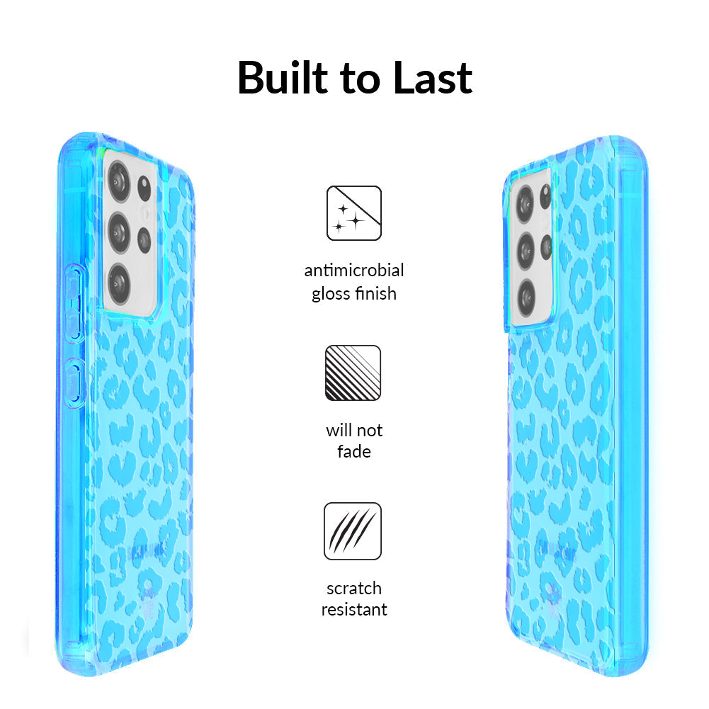 Aqua Blue Leopard Samsung Case